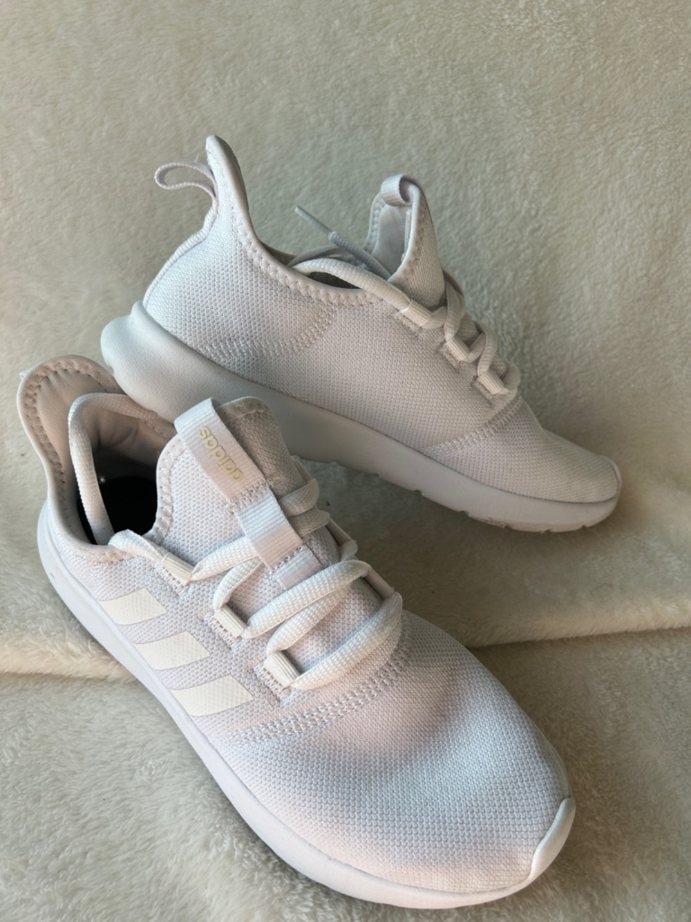adidas All-White Lightweight Knit Running Sneakers size 8